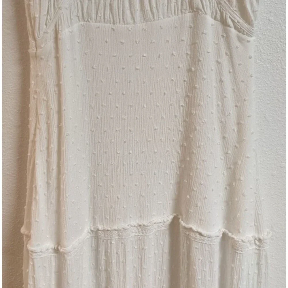 Women's PAIGE Inesa White Crinkle Ruffle Midi Dress Size Medium - Picture 11 of 16